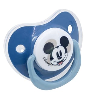 Baby 2 Stück Set kieferorthopädische Schnuller Silikon +6 M mit Abdeckung Mickey Mouse Full Of Smiles