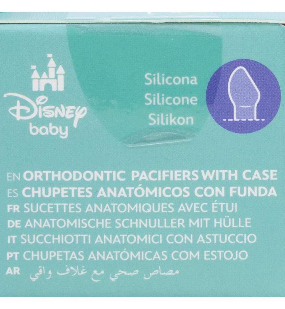 Baby 2 Stück Set kieferorthopädische Schnuller Silikon +6 M mit Abdeckung Minnie Mouse Herz voll