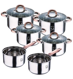 10-teiliges Kochgeschirrset aus Edelstahl (2 x Ø 16 cm, 2 x Ø 18 cm, 2 x Ø 20 cm) mit Deckeln – San Ignacio","detected_source_language":"FR