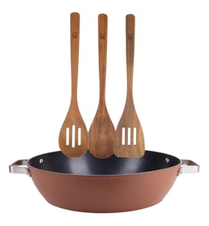 Set aus geschmiedeten Aluminium-Kuchenformen (Ø 32 × 8 cm) + 3 Küchenutensilien aus Holz von AGROS San Ignacio","detected_source_language":"FR
