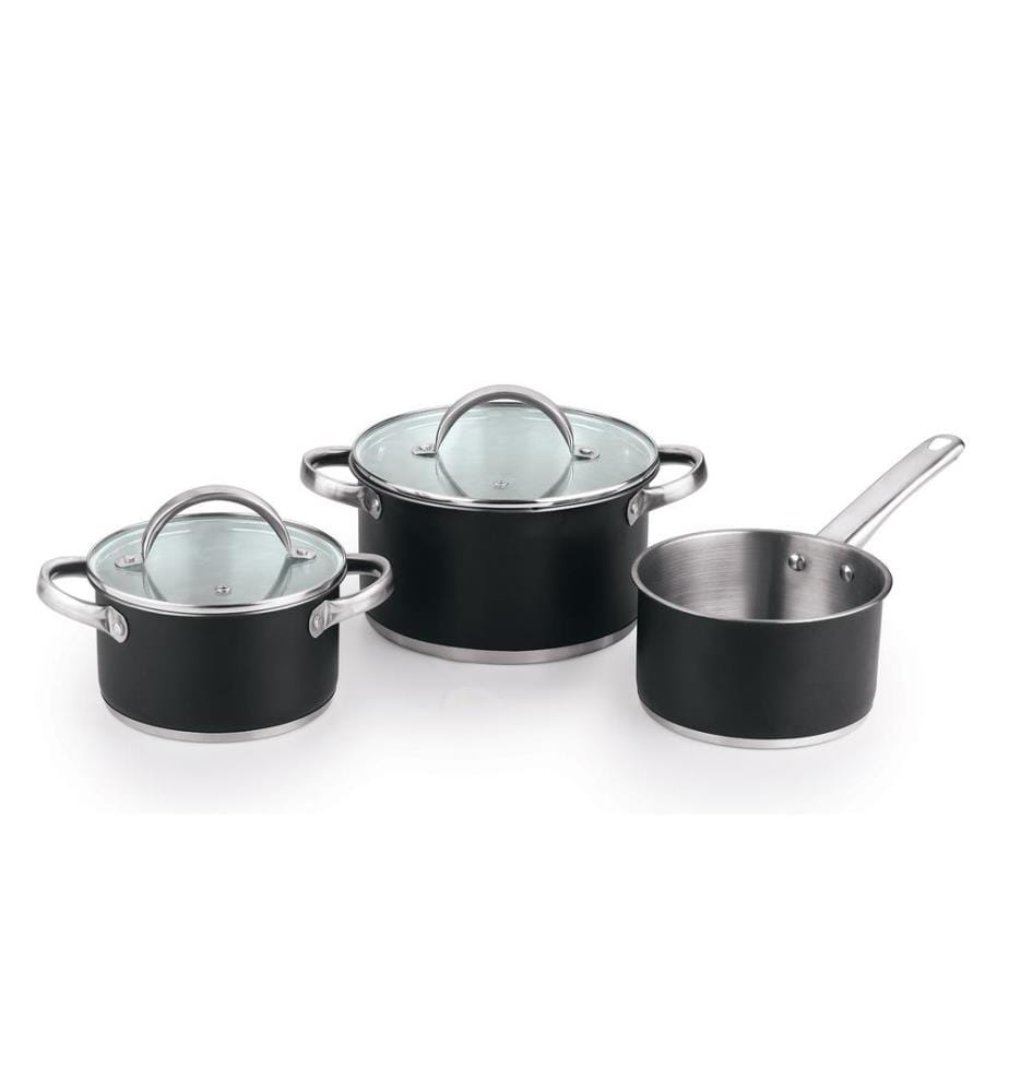 Set di pentole da 5 pezzi (2 pentole con coperchio + una casseruola) in acciaio inossidabile con rivestimento circolare in ferro","detected_source_language":"FR