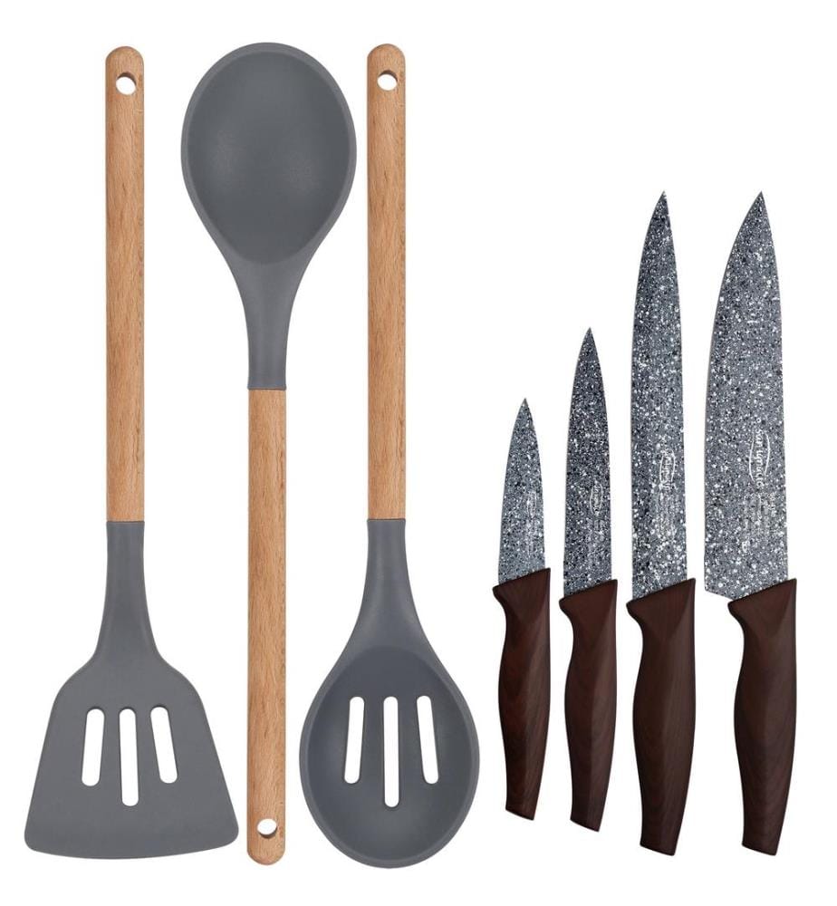 Küchenutensilien-Set + 4 Messer aus Edelstahl, Kollektion San Ignacio Daimiel","detected_source_language":"FR