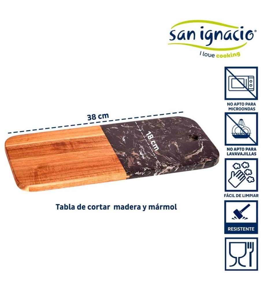 Planche à découper en bois et marbre noir de la collection KINVARA, 38 cm