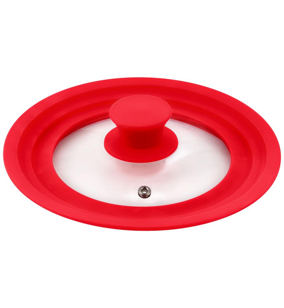 Universaldeckel (16, 18, 20 cm) aus rotem Glas, Kollektion „Jolie“","detected_source_language":"FR