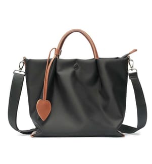 Sac fourre-tout léger en nylon imperméable avec finitions en cuir - Noir