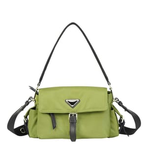 Sac à bandoulière en nylon balistique résistant à l'eau avec boucle en cuir - Avocado