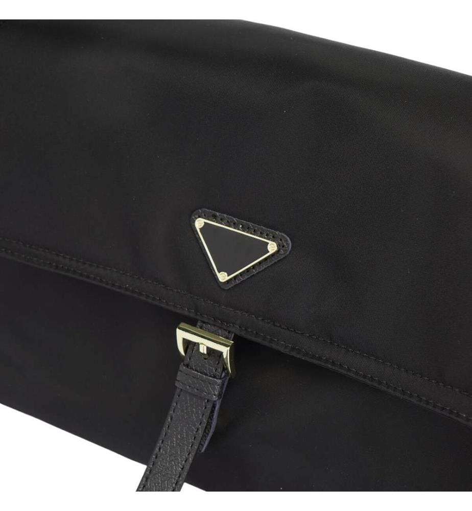 Sac à bandoulière en nylon balistique résistant à l'eau, avec boucle en cuir - Noir