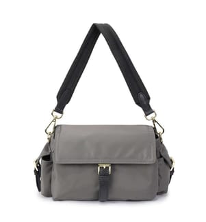 Sac bandoulière en nylon balistique résistant à l'eau avec boucle en cuir - Gris