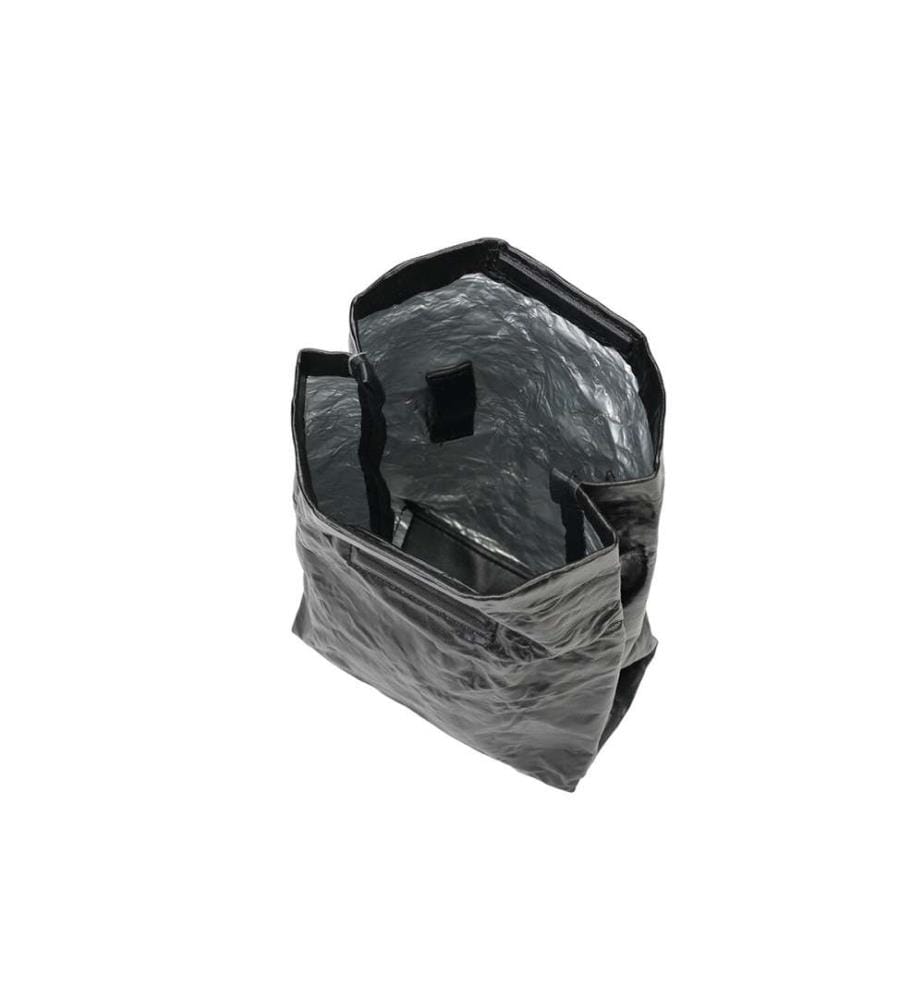 Sac à main en nylon imperméable de grande capacité avec finitions en cuir véritable - Noir