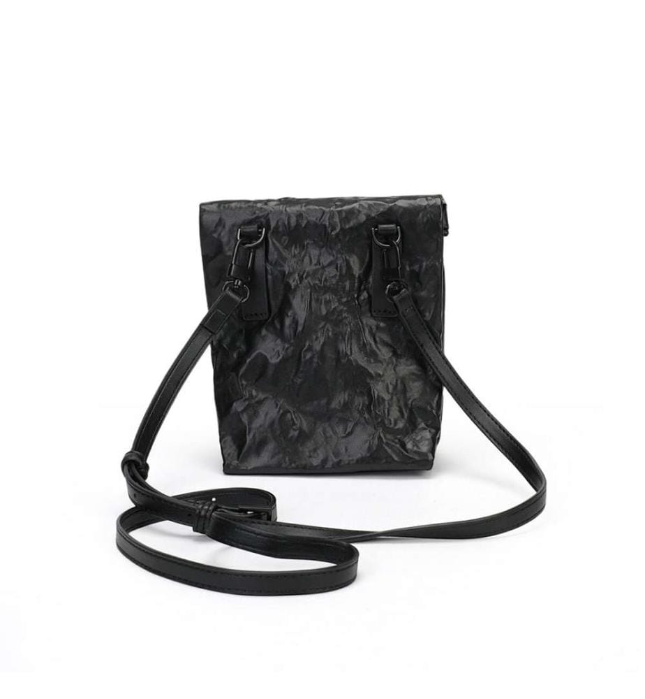 Sac à main en nylon imperméable de grande capacité avec finitions en cuir véritable - Noir