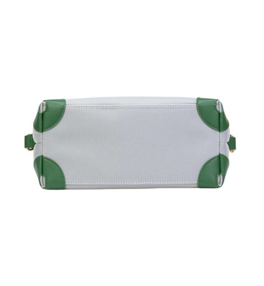 Sac à main en nylon imperméable de grande capacité avec finitions en cuir véritable - Vert