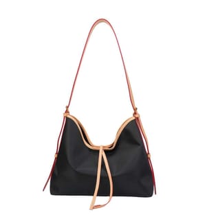 Sac fourre-tout hobo résistant à l'eau, à motifs colorés et bordé de cuir - Noir