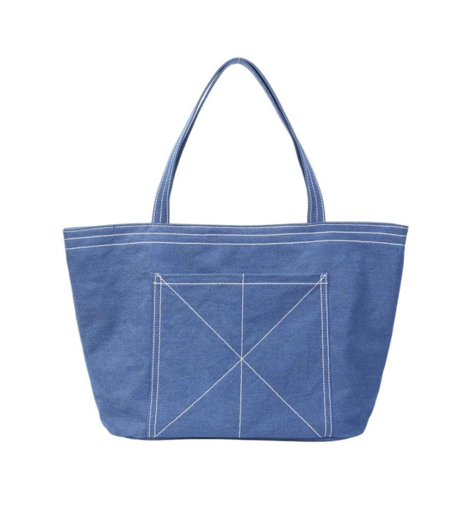 Robuste Canvas-Tragetasche mit verstärkter Vordertasche und Reissverschluss – Denim