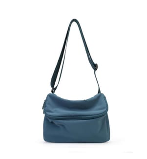 Sac à bandoulière à rabat en nylon recyclé léger - Bleu marine