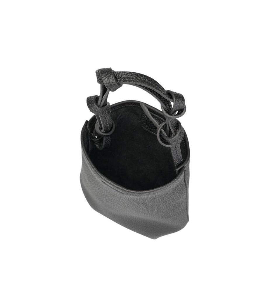 Mini sac seau en cuir de Toscane authentique - Noir