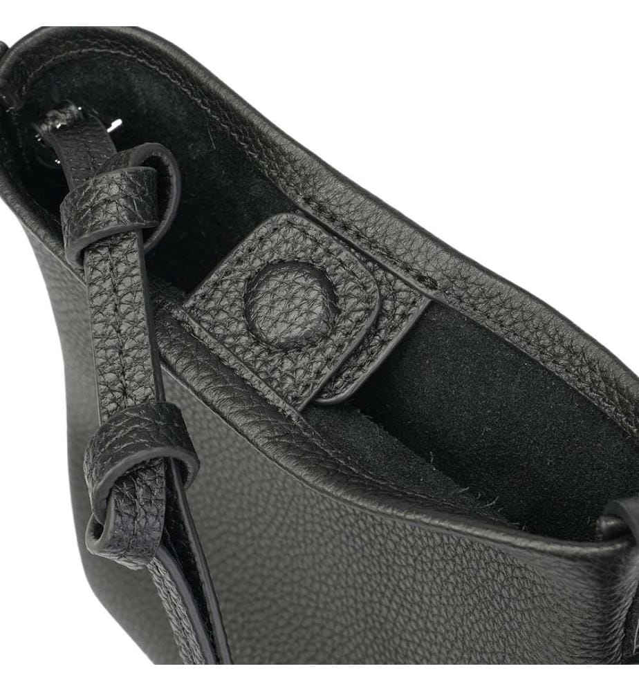 Mini sac seau en cuir de Toscane authentique - Noir