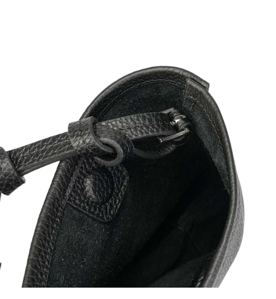 Mini sac seau en cuir de Toscane authentique - Noir