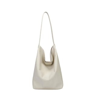 Ensemble 2-en-1 de sacs fourre-tout souples en cuir de vachette véritable - Ivoire