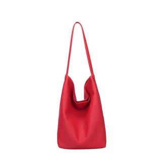 Ensemble 2-en-1 : sac fourre-tout souple en cuir de vachette véritable - Rouge