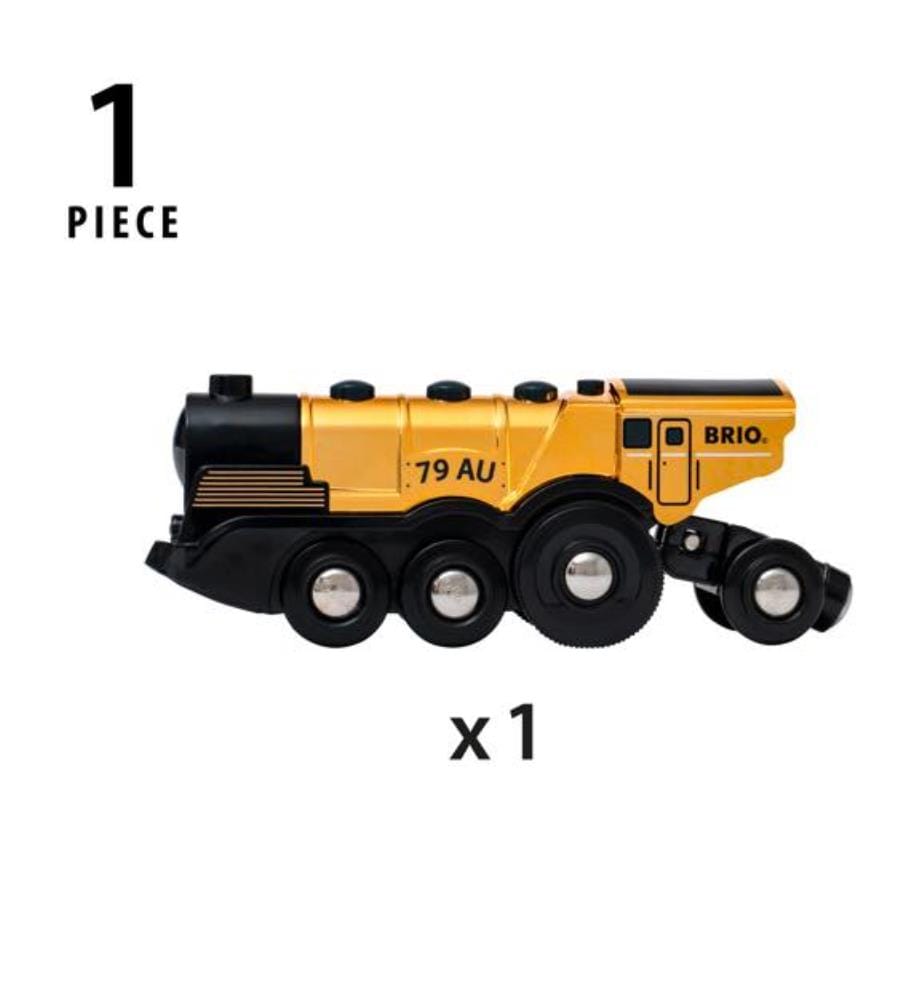 Goldene batteriebetriebene Lokomotive