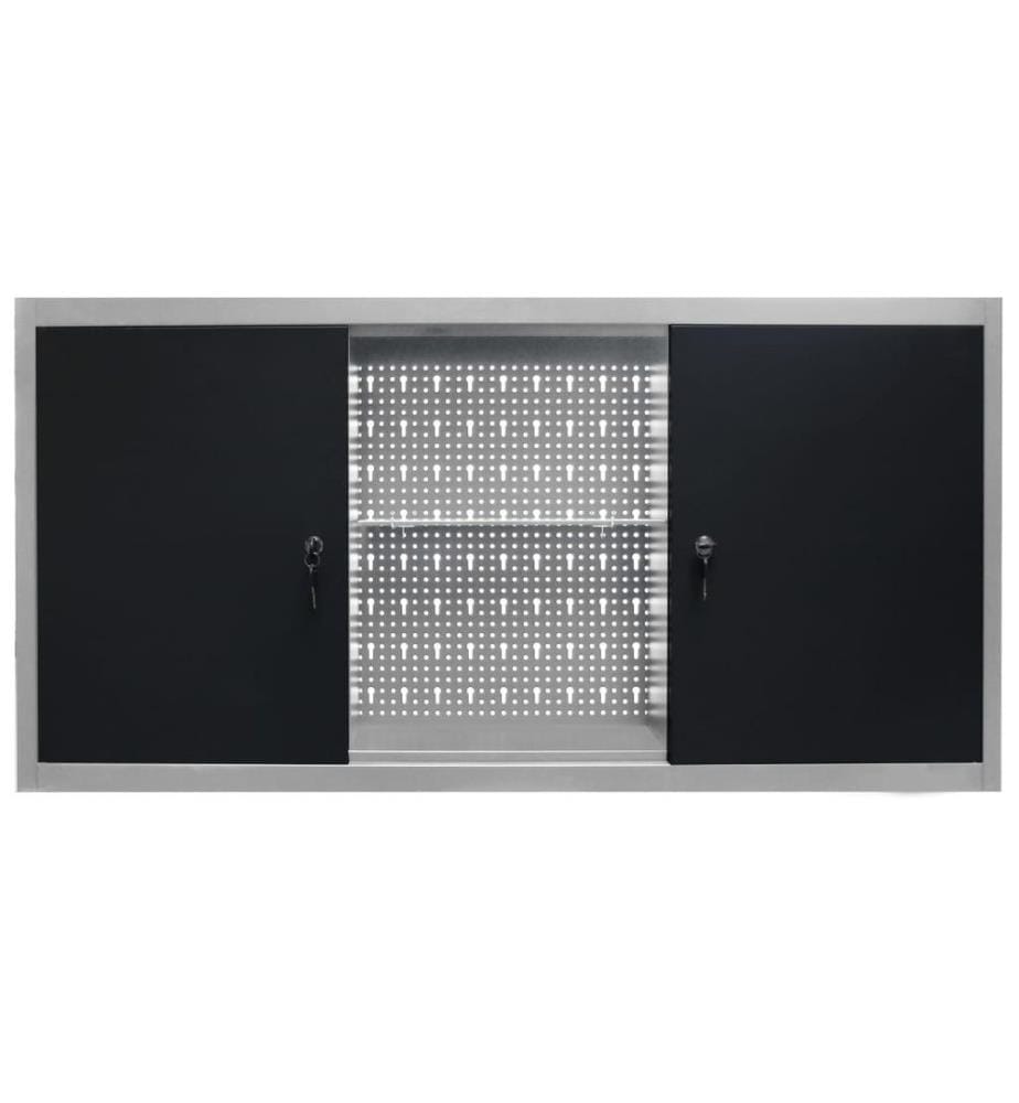 Armoire à outils murale Style Industriel Métal Gris et noir
