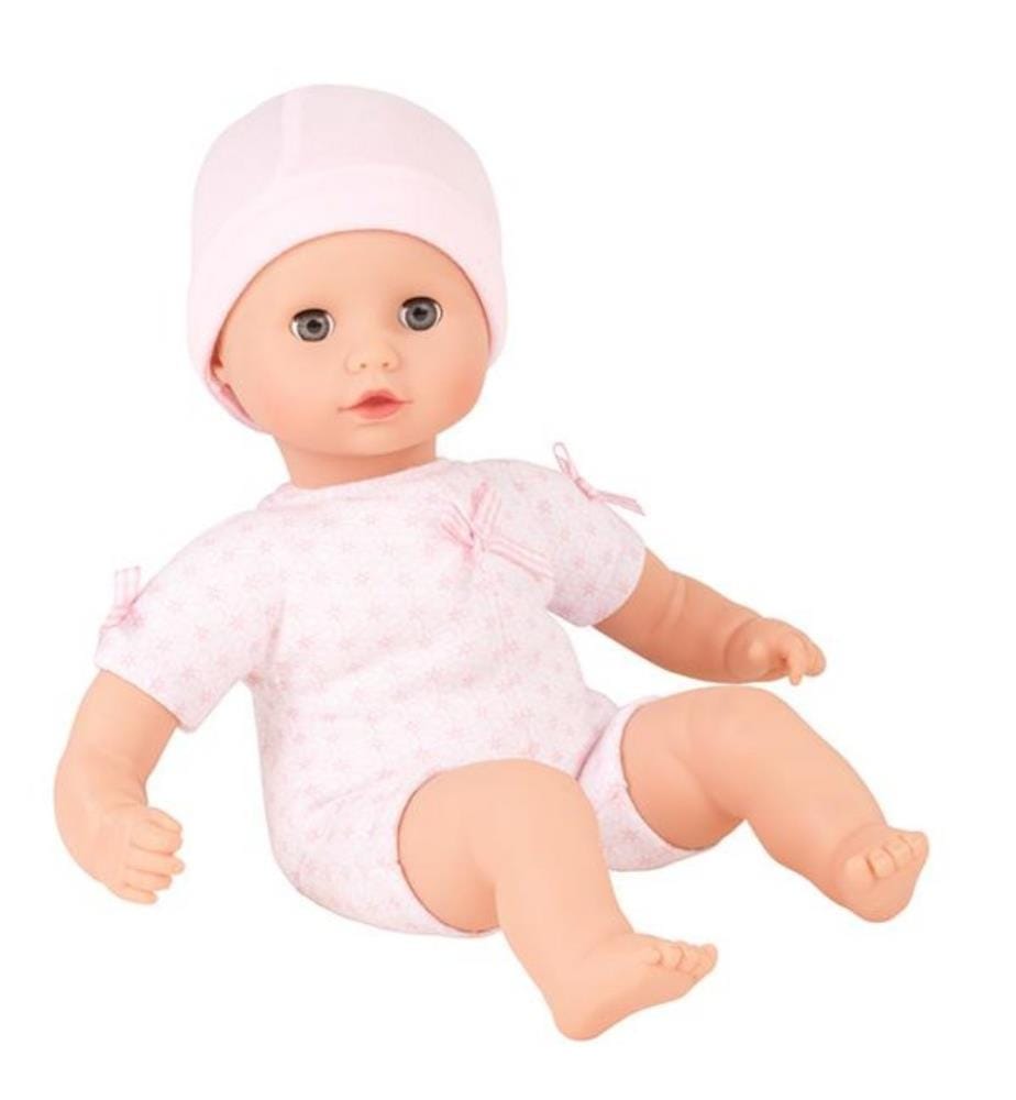 Götz Muffin Mädchen rosa 33cm, Puppe, ohne Haare, blaue Augen, Weichkörperpuppe, Schlafaugen