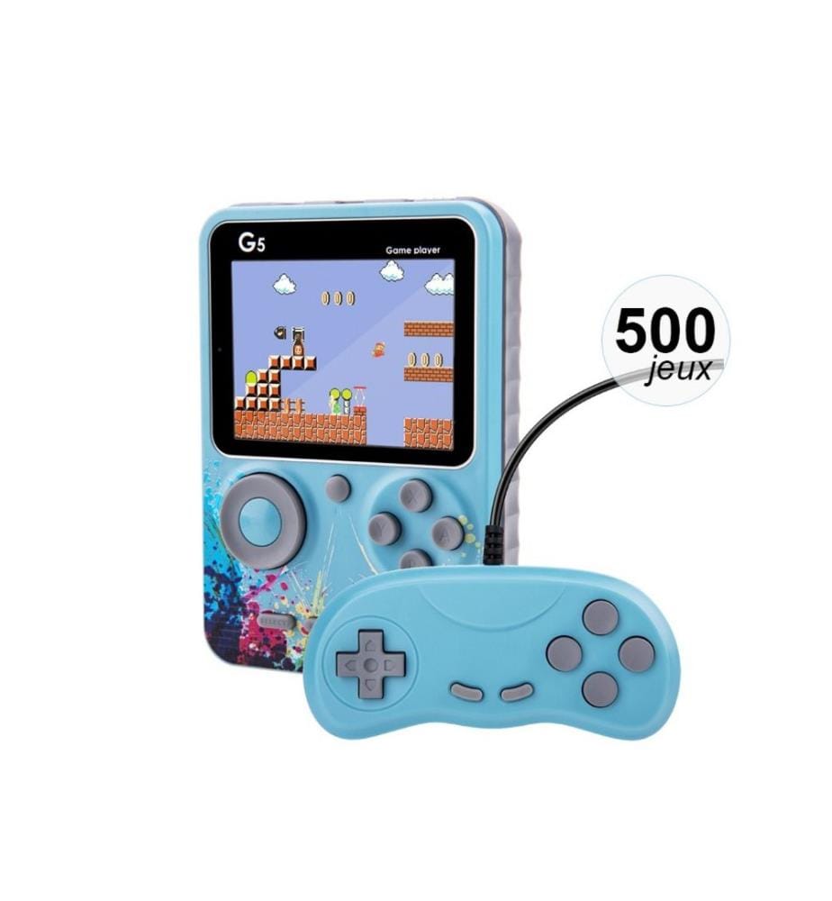 500-Spiele-Emulator-Konsole mit Multiplayer-Controller - StreetArt-Modell - Blau