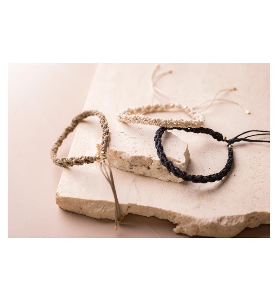 CREATIV COMPANY - Bastelset Macramé Armband Schwarz/Olivbraun/Beige