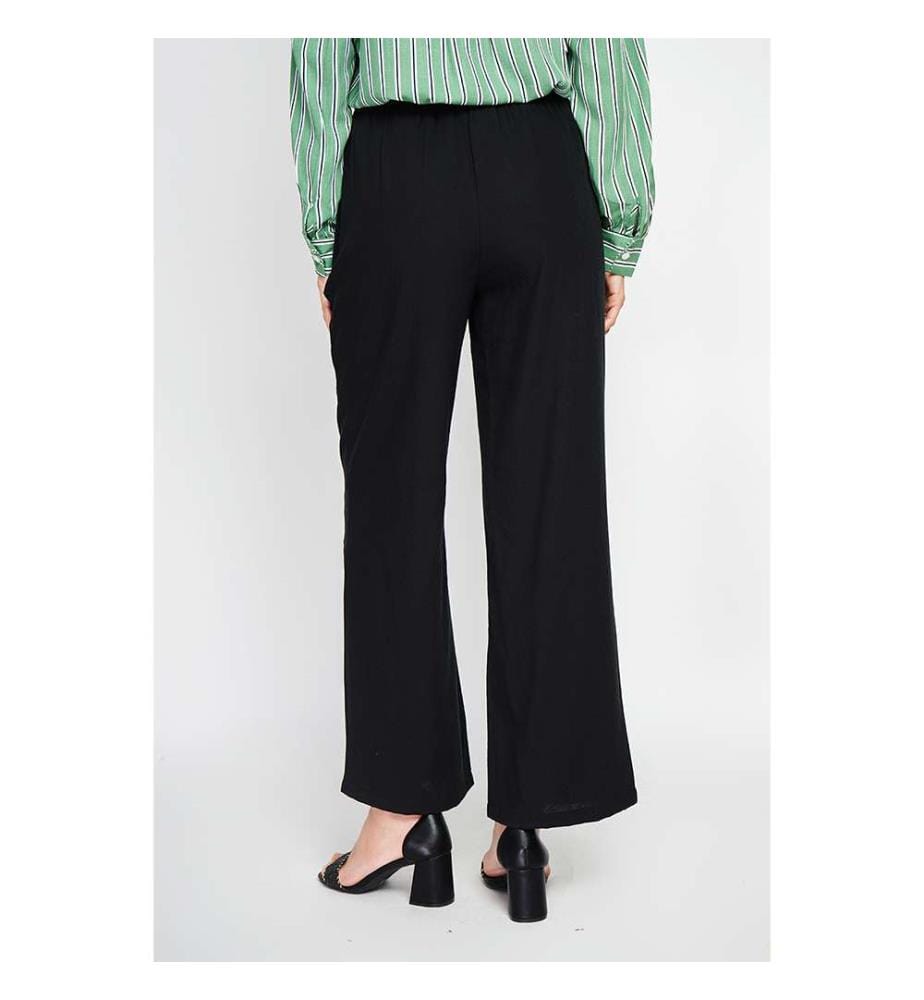 Pantalon Taille Haute Avec Cordons De Serrage Avec Poches - Noir