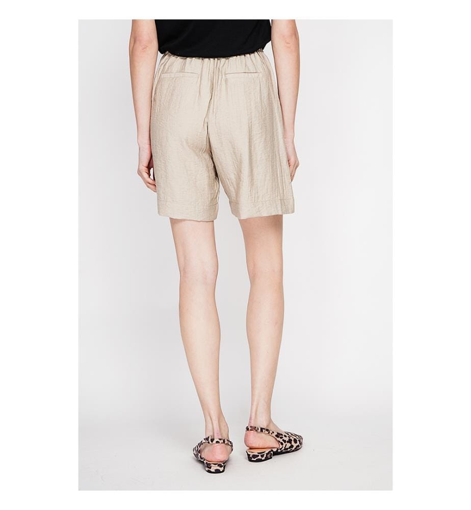 Bermuda taille haute , coupe droite avec poche latérale - Lin