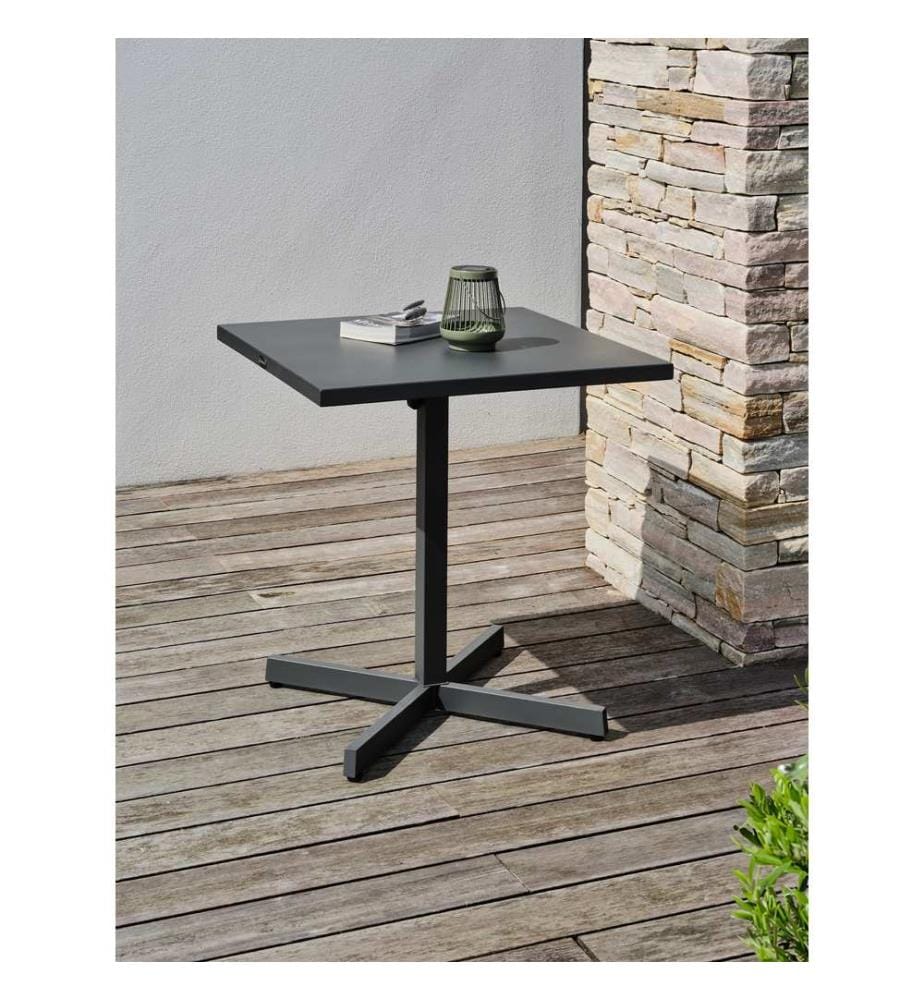 Tavolo con piedistallo da giardino Louise 70 x 70 cm - Grigio antracite