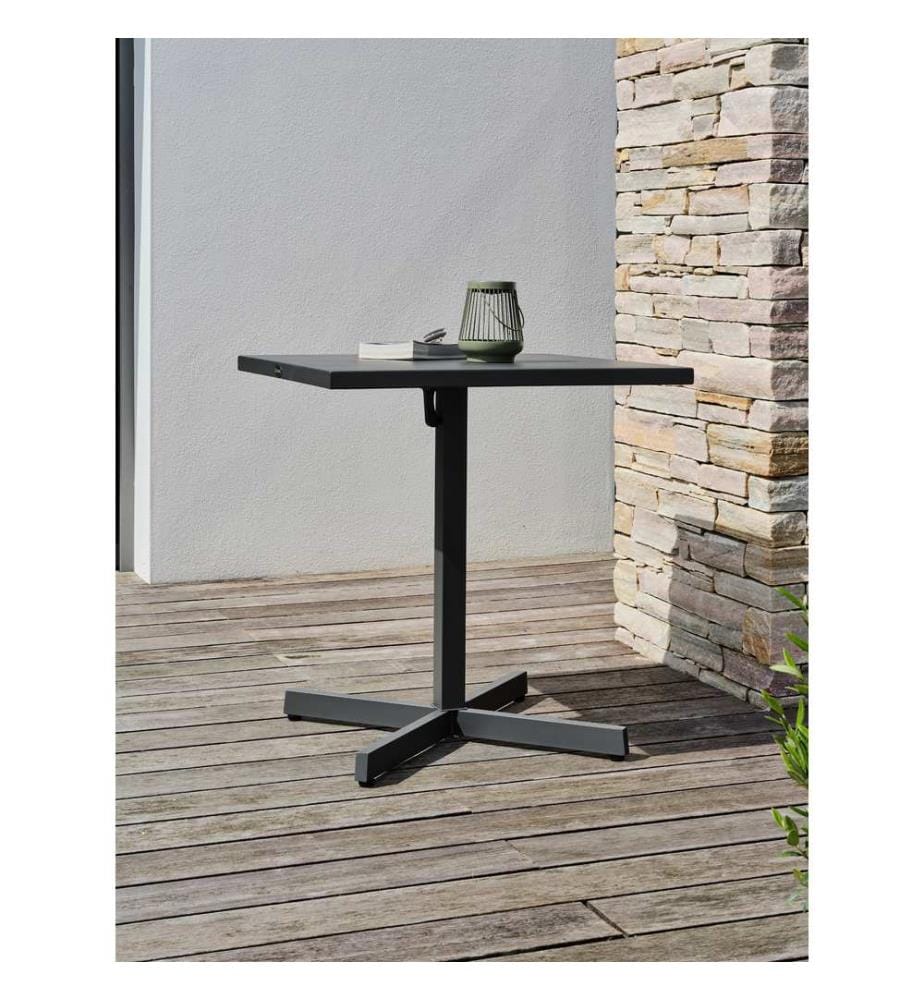 Tavolo con piedistallo da giardino Louise 70 x 70 cm - Grigio antracite