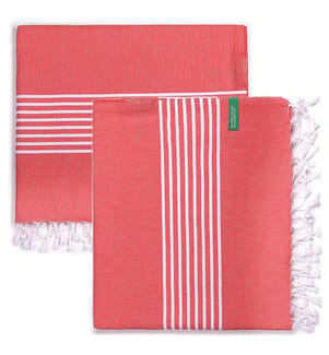 Set of 2 Bath Towels, 80 x 165 cm - Red