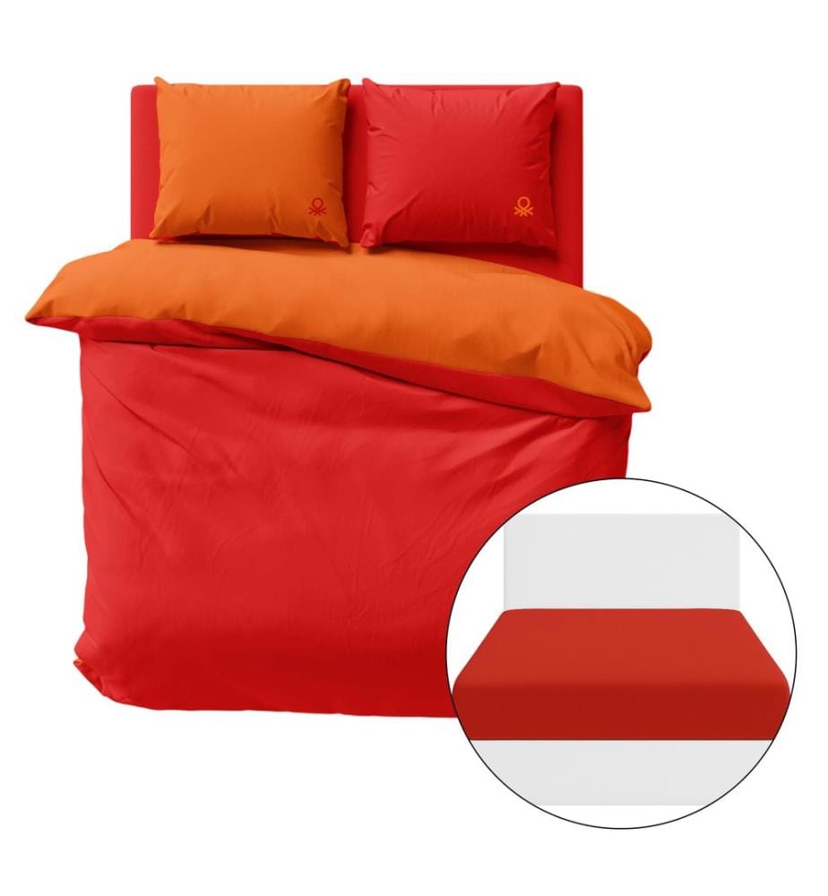Parure de Lit 150 cm - Rouge et Orange