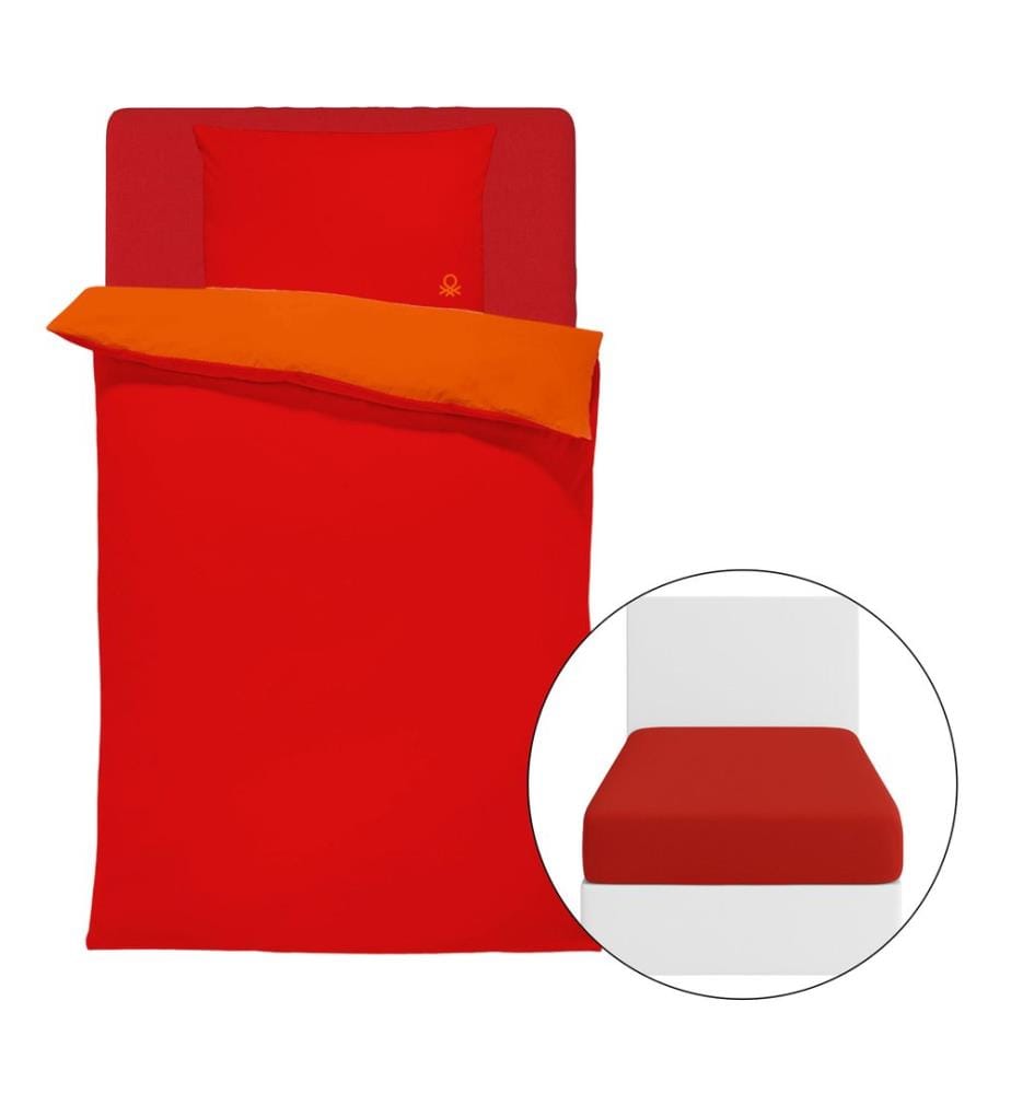 Parure de Lit 90 cm - Rouge et Orange