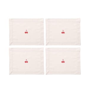 Lot de 4 Sets de Table 45 x 35 cm - Crème et Rouge