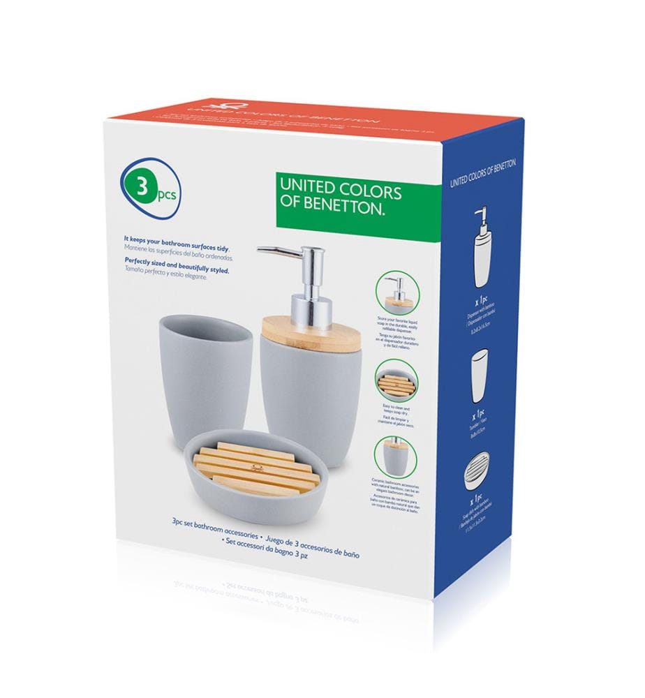 Ensemble de 3 Accessoires de Salle de Bain - Gris