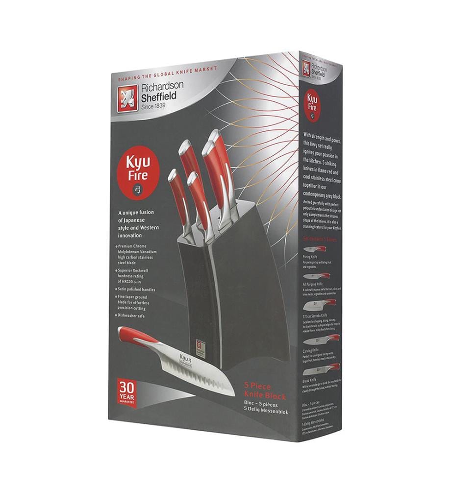 Bloc 5 couteaux de cuisine Kyu Fire