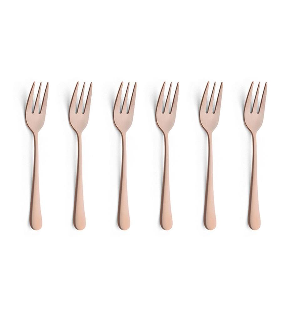 Set de 6 Fourchettes à Gâteau Texas - Doré Rose
