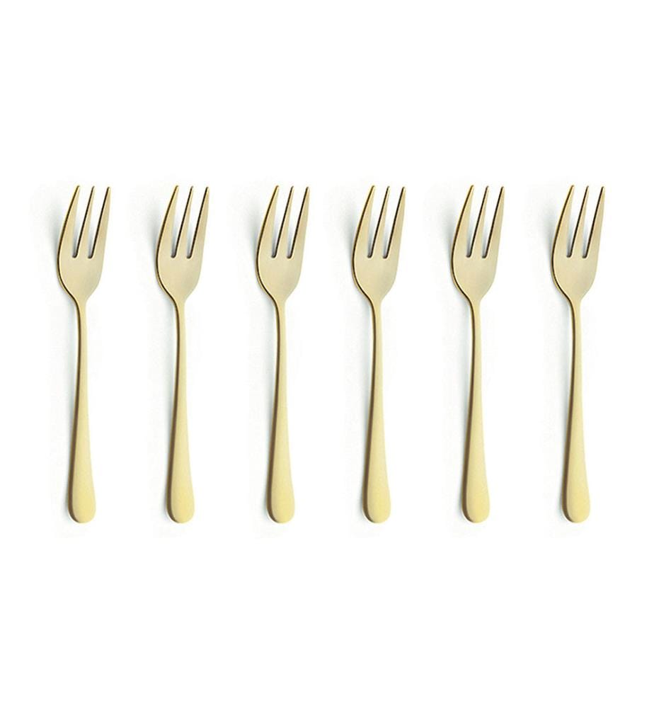Set de 6 Fourchettes à Gâteau Texas - Doré