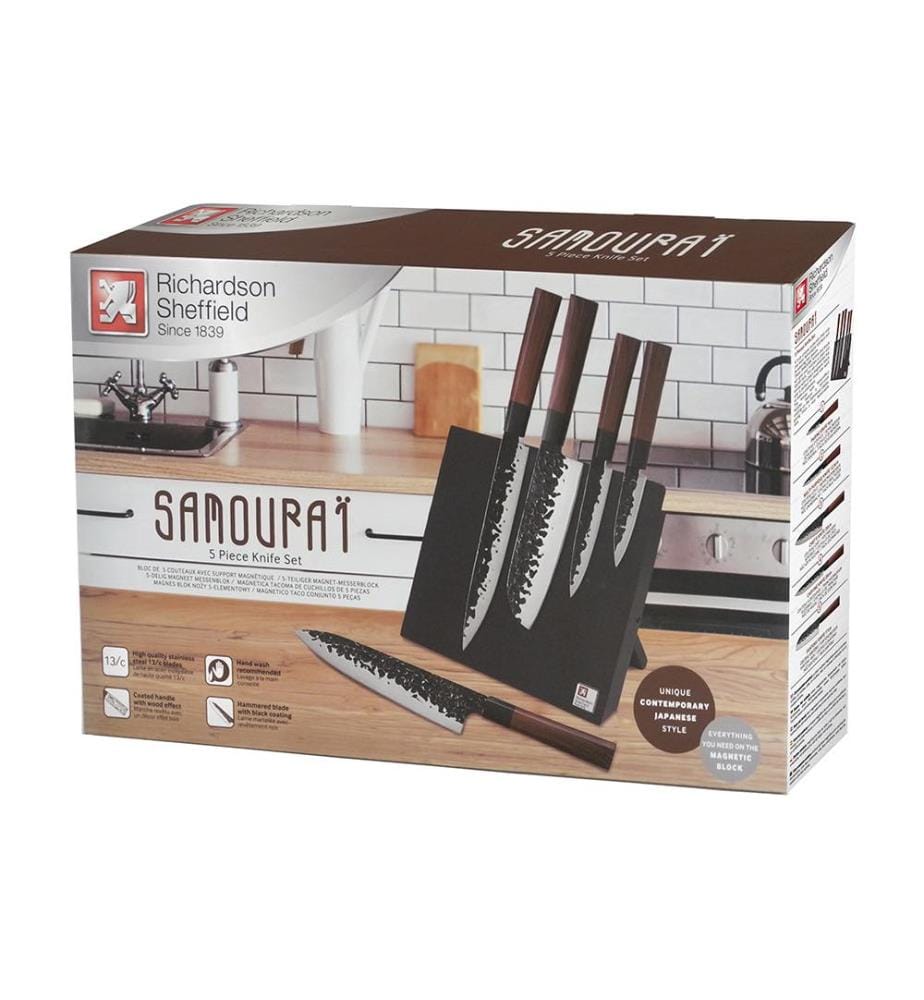 Bloc avec 5 Couteaux de Cuisine Samouraï