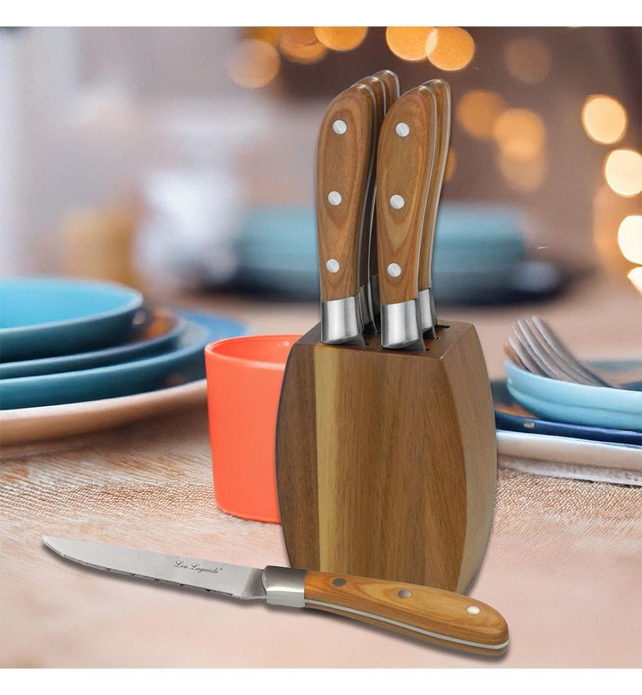 Blocco di 6 Coltelli da Bistecca Elias - Legno