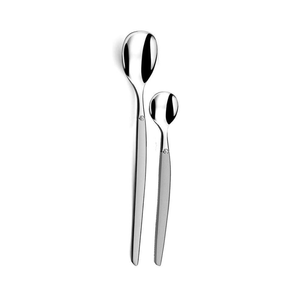 Set of 6 espresso spoons + 6 Jet Satin long-drink spoons