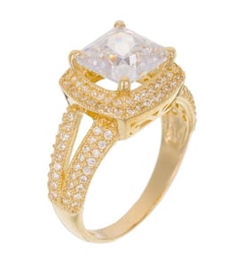 Bague Carré d'Amour - Or Jaune 375/1000 et Zirconium