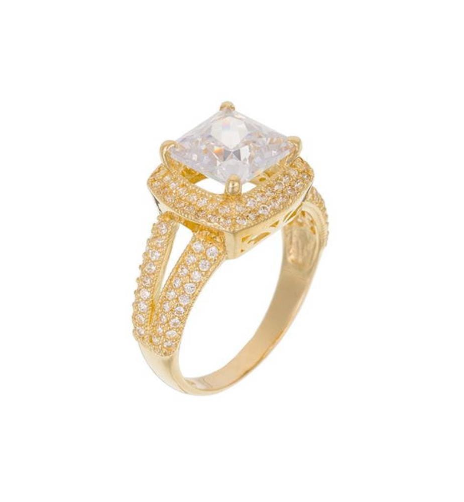 Bague Carré d'Amour - Or Jaune 375/1000 et Zirconium