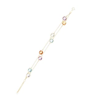 Bracelet Multi-Rangs Multicolore - Or Jaune 375/1000