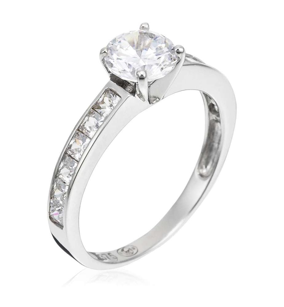 Bague Brillant - Or Blanc 375/1000 et Zirconium