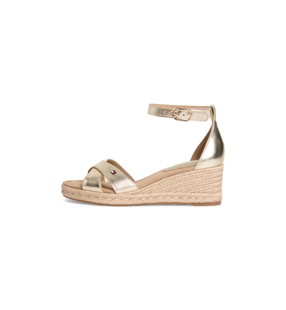 Espadrilles Compensées en Cuir Métallisées - Doré