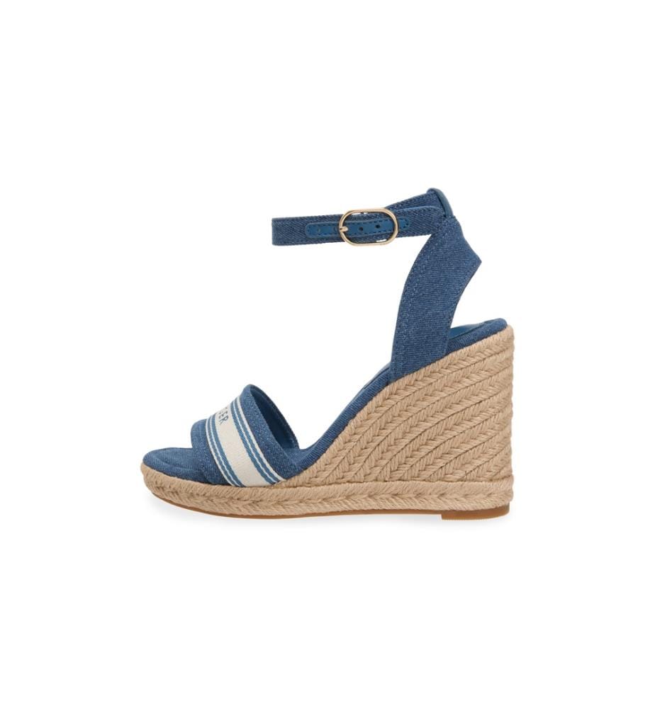 Espadrilles mit Keilabsatz aus Denim-Stoff – Blau