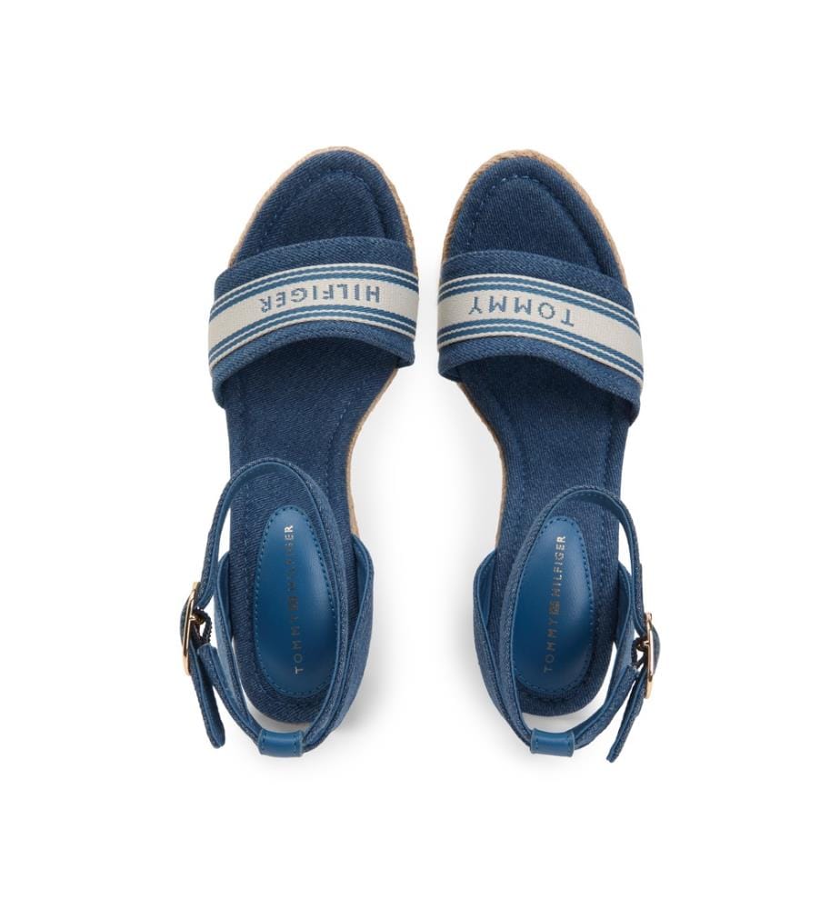 Espadrilles mit Keilabsatz aus Denim-Stoff – Blau